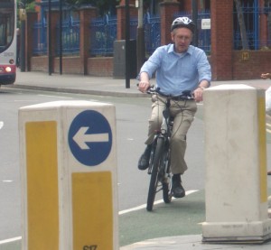 Leicester Mayor Peter Soulsby takes a spin on an electric bike